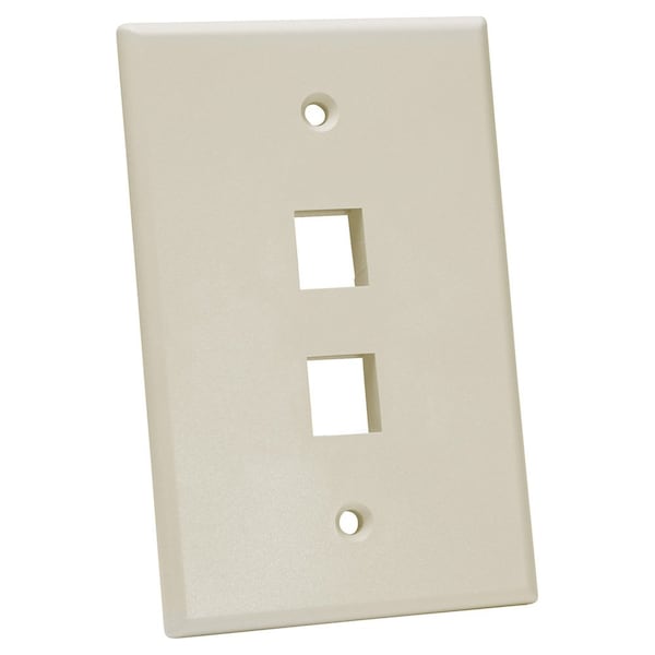 Quest Technology International Oversized Keystone Wall Plate, Single-Gang - 2 Port, Almond NFP-5029 - main